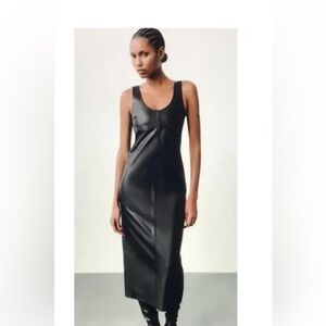 Faux Leather Zara size M Midi dress